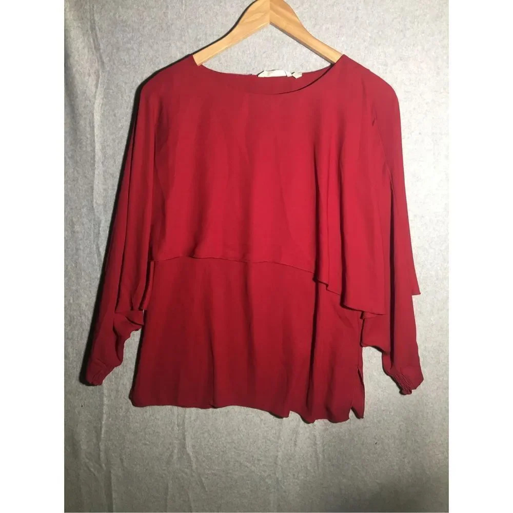Womens Soft Surroundings Blouse Kara Tunic Bright Red Bat Wing Valentines Day